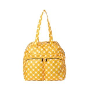 LUG Boxer Packable Duffle Bag           Gingham Mustard Yellow pattern.